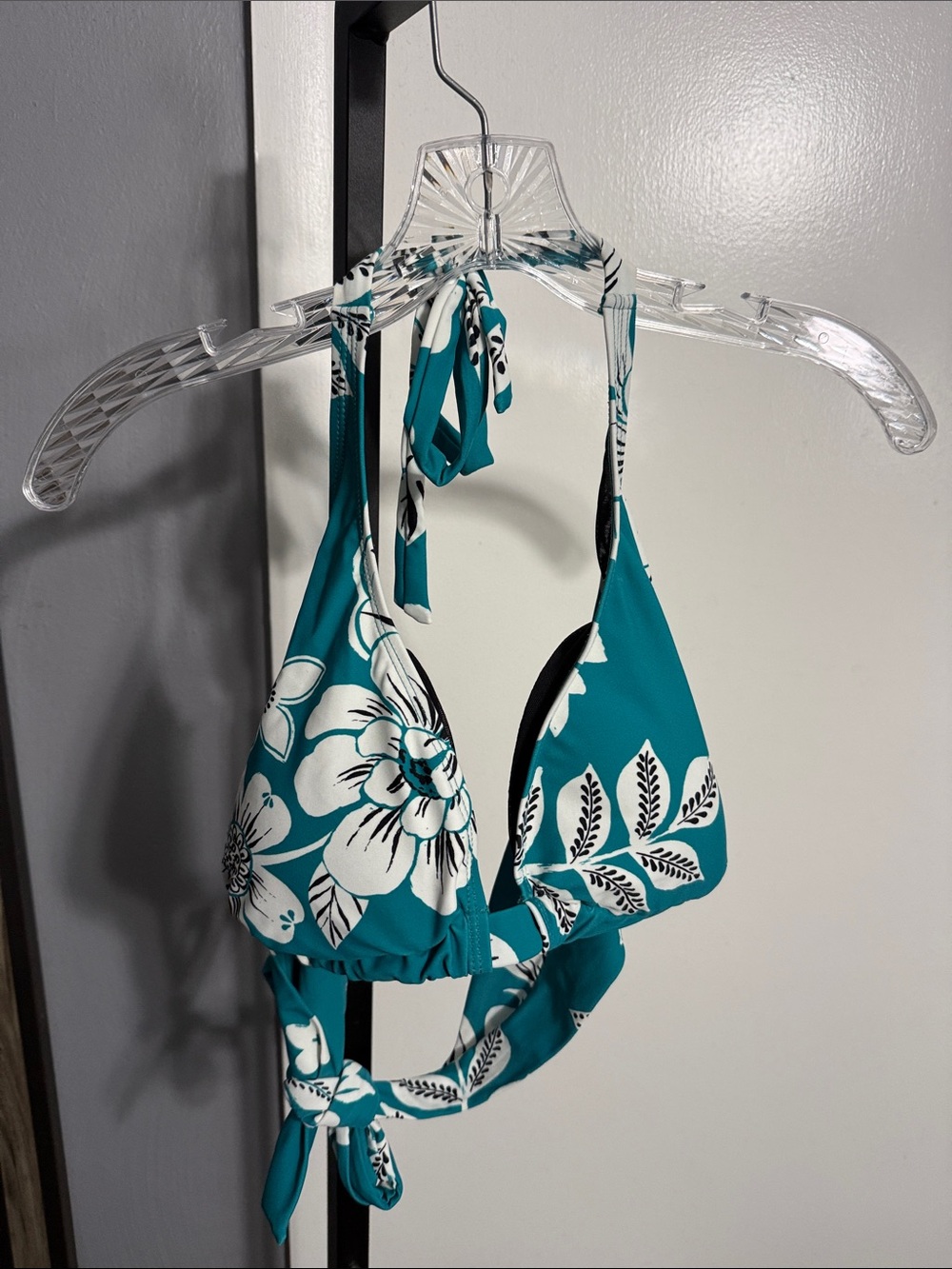 Torrid Teal and Black/White Floral Bikini Top - Picture 2 of 4